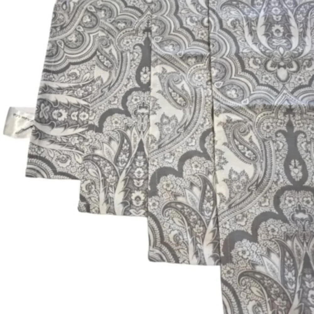 Inspired Treasures Cotton Napkins Grey White Paisley Floral BOHO Cottagecore 19